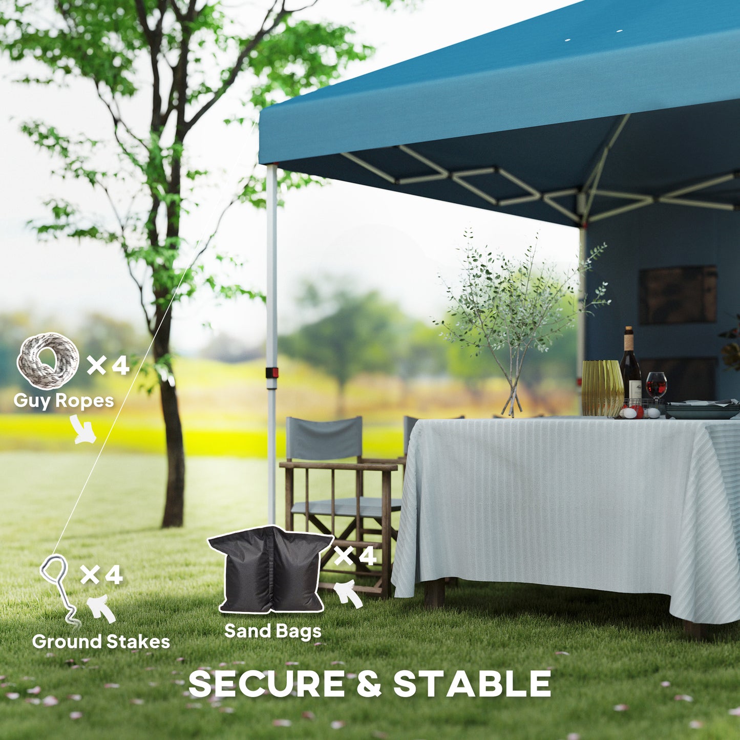 10フィート x 10フィート ポップアップキャノピーテント サイドウォール付き UPF50+ 高さ調節可能 インスタントサンシェルター 収納ポケット付き シーブルー