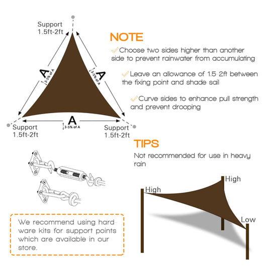 10'X10'X14'モカHDPEサンシェードセイル