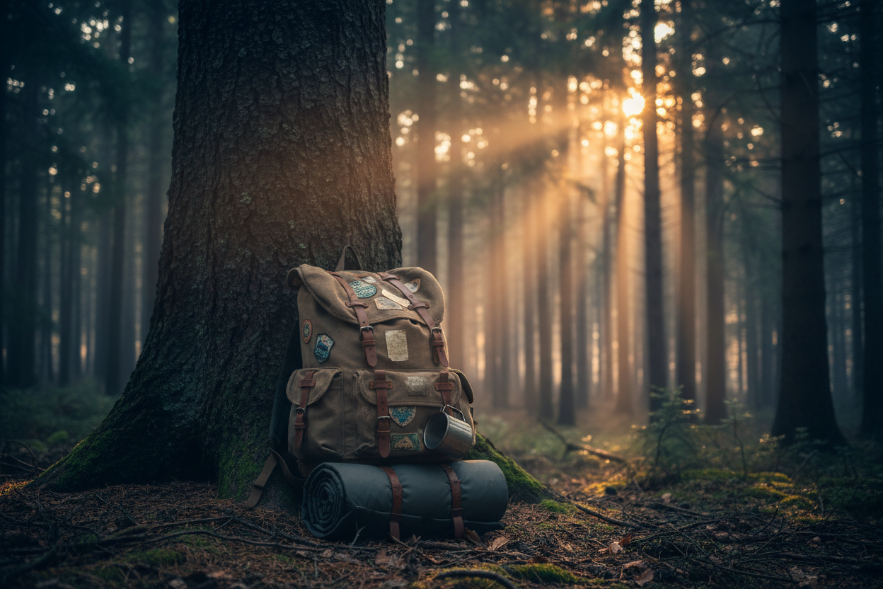 森の中のバックパック